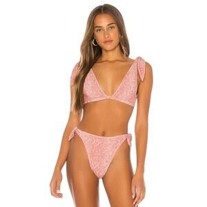 Tularosa Maryjane Rosy Python Pink Tie Shoulder Unpadded Bikini Top Swimwear XL